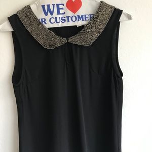 Black Peter Pan Collar Tank, Size S